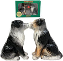 Dog Australian Shepherd Salt & Pepper Shakers Ceramic Magnetic Figurine Set 3"L