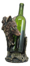 Ebros Large Woodlands Gray Wolf Wine Holder Figurine 10"T Animal Spirit
