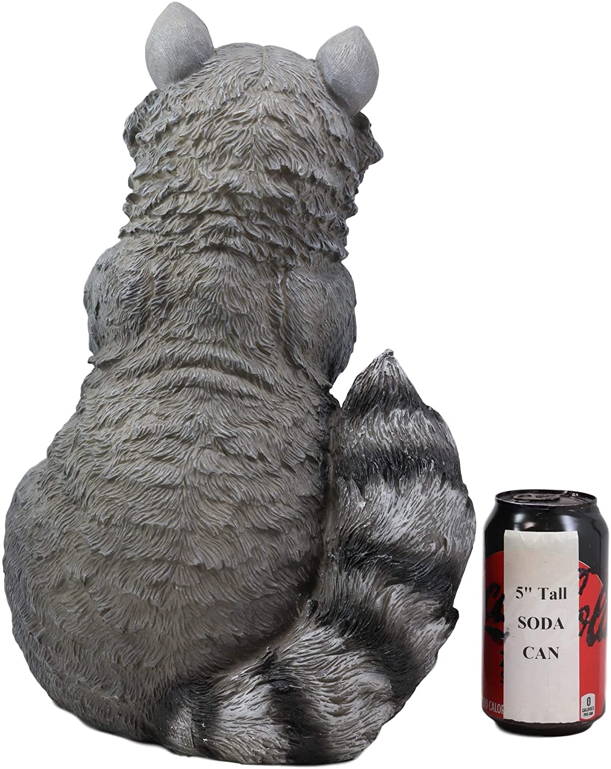 Ebros Night Bandit American Raccoon Statue Holding Solar Lantern LED Light 15"H - Ebros Gift