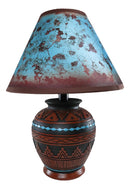 Indian Tribal Southwest Navajo Vector Brown Petite Vase Table Lamp With Shade