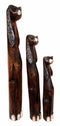 Balinese Wood Handicraft 3 Feet Large Silvered Ears Canine Hound Dog Set Statue