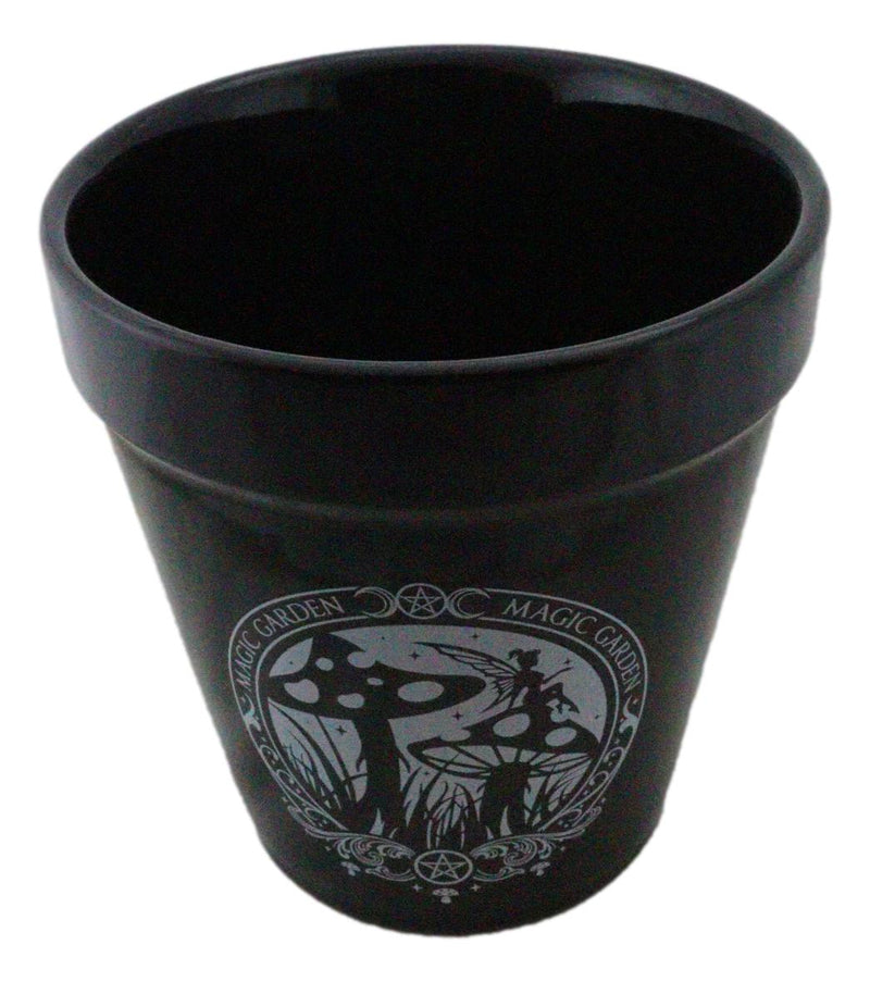 magic pot planter Magic Garden Fairy Mushrooms Triple Moon Wicca Witch Flower Herbs Plan– Ebros Gift