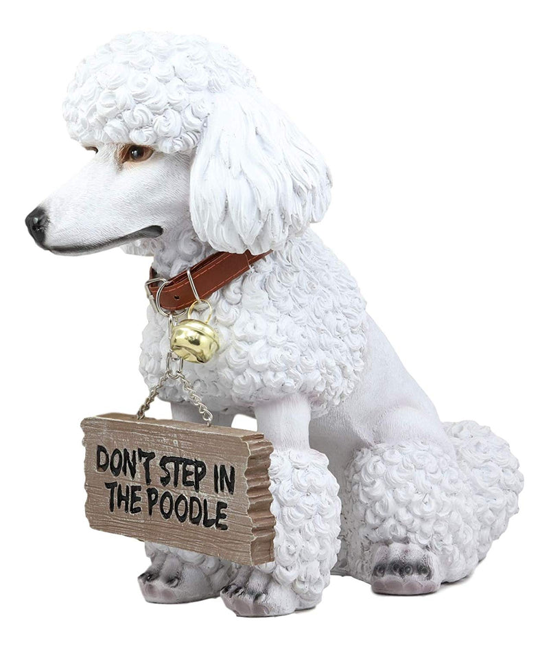 Ebros Realistic White French Poodle Dog Fifi Welcome Greeter Statue With Jingle Collar