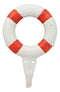 Ebros Gift 6.5"Tall Cast Iron Nautical Coastal Sailor Lifeguard Life Ring Buoy White With Red Stripes Wall Hook (1) - Ebros Gift