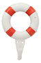 Ebros Gift 6.5"Tall Cast Iron Nautical Coastal Sailor Lifeguard Life Ring Buoy White With Red Stripes Wall Hook (2) - Ebros Gift