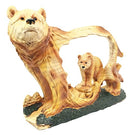 Rustic Faux Wood Wildlife Grizzly Bear With Cub Roaming The Forests Figurine