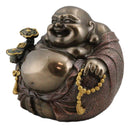 Feng Shui Hotei Laughing Happy Buddha with Gold Ingot and Prayer Beads Figurine