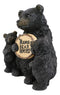 Whimsical Black Bears Mother With Cubs Holding Mama Bear Knows Best Sign Statue