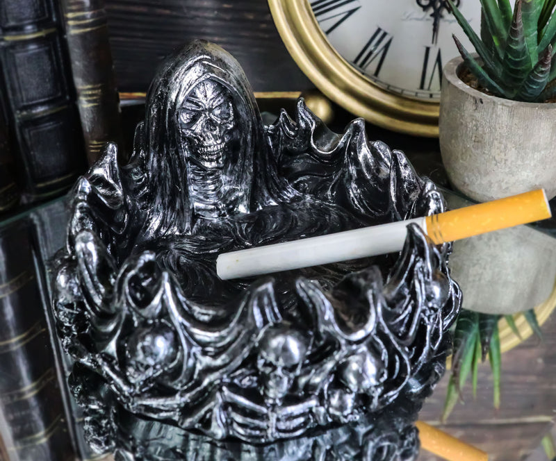 Gothic Grim Reaper of Souls Skulls And Skeletons In Fire Of Hell Ashtray Decor