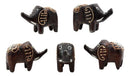 Balinese Wood Handicrafts Carved Jungle Elephant Miniature Figurines Set 2.5"L