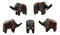 Balinese Wood Handicrafts Carved Jungle Elephant Miniature Figurines Set 2.5"L