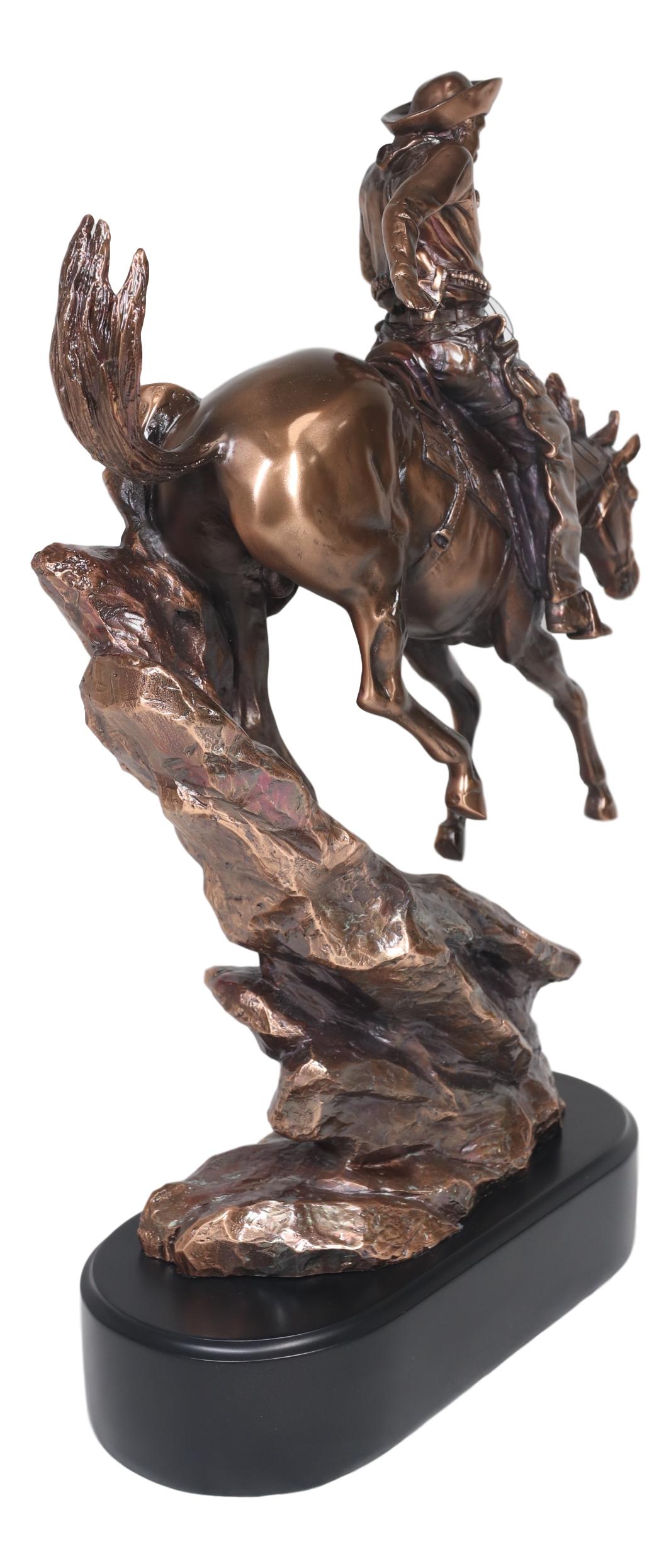 Ebros Rustic Wild West Cowboy Bandit Racing Down Rocky Slope On Horse Statue - Ebros Gift