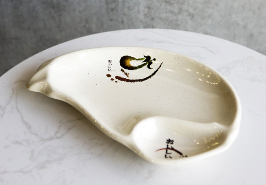 Pack Of 6 Zen Swirl Eggplant Shape Appetizer Sushi Plates With Sauce Compartment