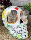 Day of The Dead Tattoo White Sugar Skull Salt And Pepper Shakers Holder Figurine