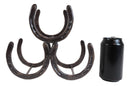 Large Cast Iron Rustic Farmhouse Stacked Horseshoes 3 Bottles Wine Holder Racks