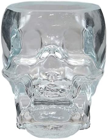 Ebros Set of 2 Translucent Acrylic Skeleton Skull Face Liquor Shot Glass Shooters