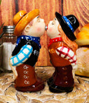 Western Cowboy Kissing Cowgirl Magnetic Ceramic Salt And Pepper Shakers Set