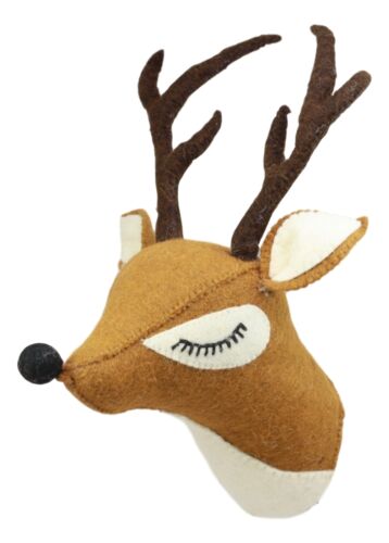 Fiona Walker England Handmade Organic Mini Sleepy Deer Head Hanging Wall Decor