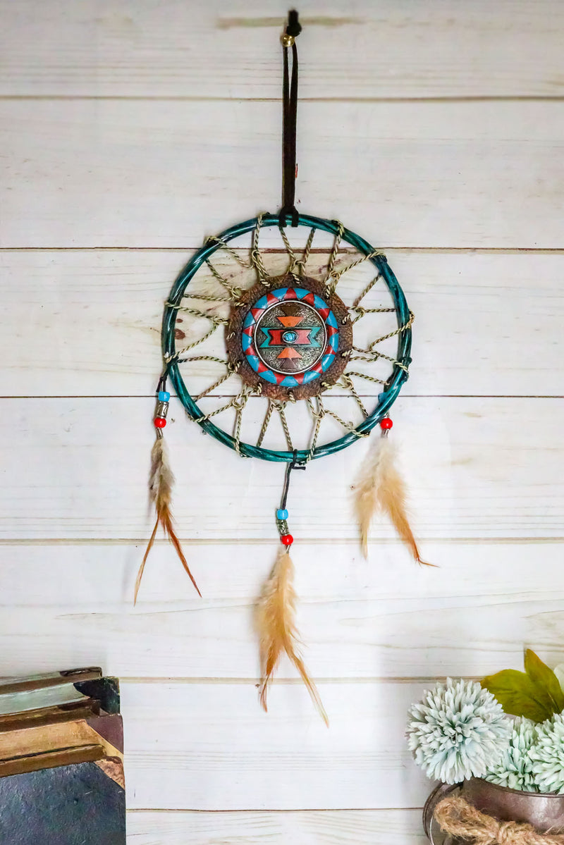 Ebros Native American Blue Sky Stone Turquoise Dreamcatcher Wall Decor 6.5" Dia