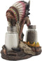 Native Indian Chief Headdress Bull Skull Salt Pepper Shakers Holder Figurine