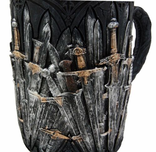 Ebros Gift Medieval Renaissance Dragon Iron Throne Of Swords Coffee Mug Drinking Beer Stein Tankard Cup