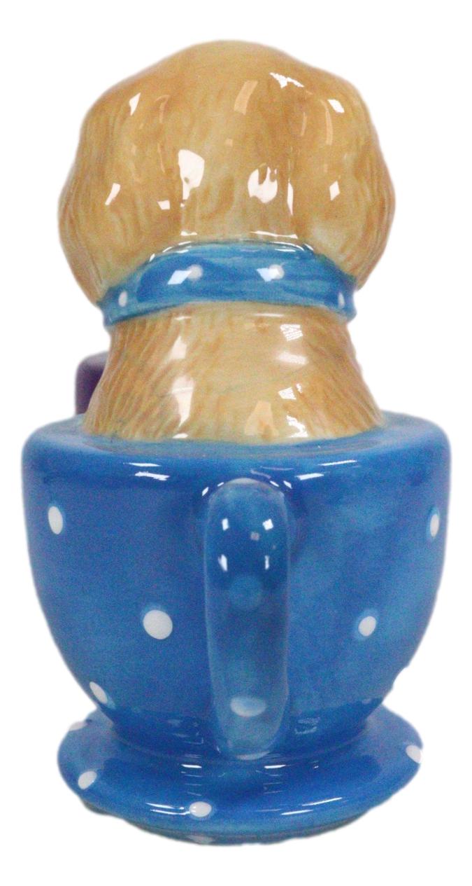 Ceramic Chocolate And Fawn Labrador Puppy Dogs In Tea Cups Salt Pepper Shakers - Ebros Gift