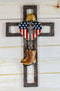 Ebros Western USA Flag Military Patriotic Fallen Soldier Memorial Wall Cross