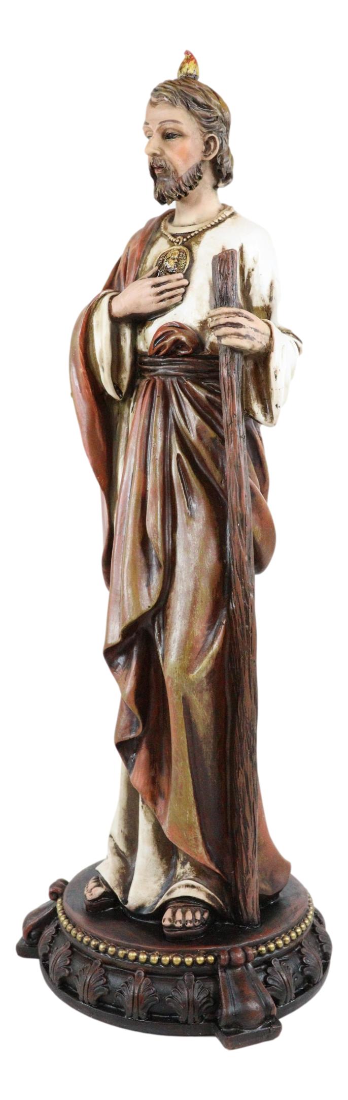 Apostle Saint Jude Thaddeus With Holy Spirit Fire Wearing Brown Robe Figurine
