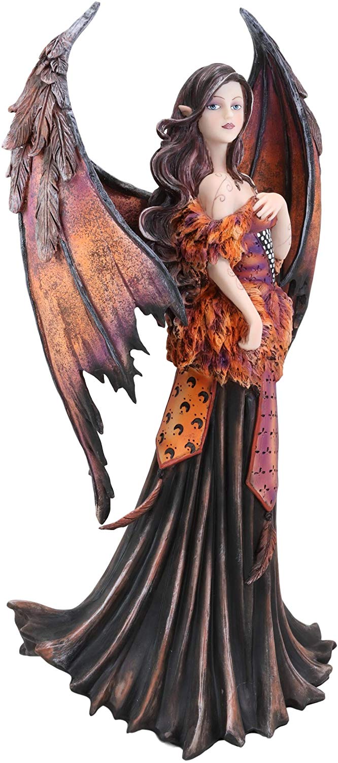 Ebros Amy Brown Large Gothic Autumn Fall Fire Bat Winged Elf Fairy Statue 17"H