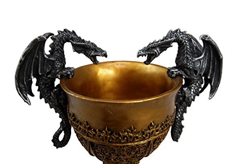 Ebros Gift King Arthur Pendragon Chalice - Dragon Handles - 10.5"H Medieval Goblet