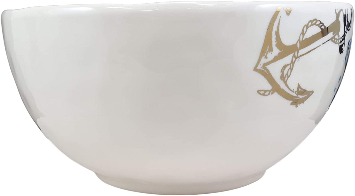 Ebros Blue & White Sea Turtle Ceramic Dinnerware (Large Serving Bowl 95oz, 2)