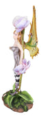 Beautiful Tropical Purple Orchid Blossoms Elf Magic Fairy With Ladybug Figurine