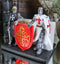 Medieval Black White Crusader Swordsman Knights Business Cards Holder Figurine