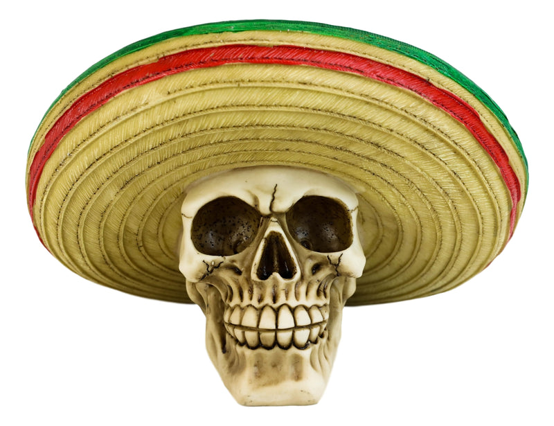 Day Of The Dead El Bandito Outlaw Skeleton Skull With Mexican Sombrero Figurine
