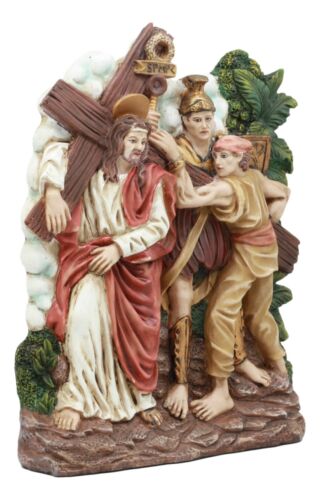Ebros Christian Catholic Stations of The Cross Statue Or Wall Plaque Way of The Sorrows Via Crucis Jesus Christ Path to Calvary Crucifixion Decor Figurine (Station 2 Jesus Carries His Cross)