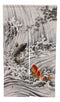 Ebros Gift Made in Japan Japanese Style Uncut Noren Doorway Curtain Tapestry Standard 59.25" Long 33.5" Wide for Restaurant Or Home Room Divider Decor Curtains (Waterfall Two Koi Fishes)