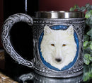 Ebros Celtic Direwolf Ghost White Wolf Coffee Mug 14oz Animal Totem Spirit Wolf Mug