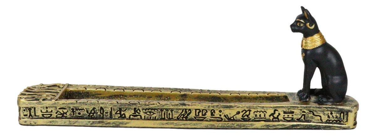 Egyptian Goddess of Protection Bastet Cat Deity Hieroglyphic Incense Holder