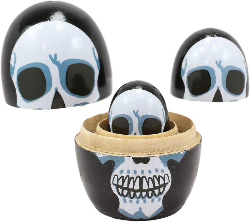 Ebros 5 Piece Set Skull Face Skeleton Head Nesting Dolls Matroyshka Figurines