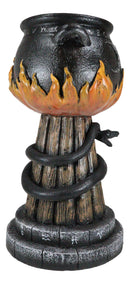Wicca Triple Moon Witch Cauldron With Snake And Sacred Geometry Candle Holder