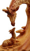 Ebros 9.5"H Wildlife Safari Giraffe Family Scene Decorative Faux Wood Figurine