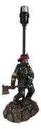 American Hero Fire Fighters Fireman In Full Gear And Axe Table Lamp With Shade