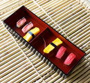 Red Black Japanese Long Bento Box With Dividers 3 Compartments Platter Plate