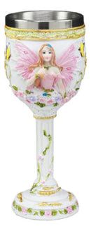 Ebros Holy Matrimony Blue And Pink Butterfly Bridal Floral Fairy Wine Goblet 7oz
