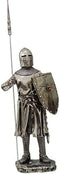 Medieval Crusader Knight Statue Silver Finishing Cold Cast Resin Statue 7"H