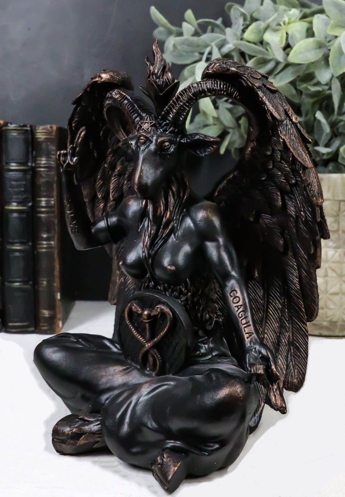 Pagan Occult Sabbatic Goat Idol Baphomet Sitting Meditation Figurine 8"H - Ebros Gift
