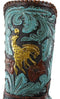 Turquoise Floral Scroll Lace W/ Rearing Horse Cowboy Boot Vase Planter Figurine