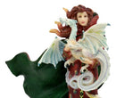 Frost Moon Dragon Winter Fairy Statue 7.5"H Decorative Mythical Fantasy Figurine