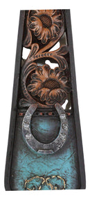Western Family Tooled Tuscan Fleur De Lis Floral Scrollwork Horseshoe Wall Cross