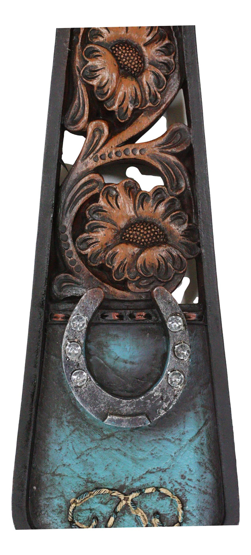 Western Family Tooled Tuscan Fleur De Lis Floral Scrollwork Horseshoe Wall Cross